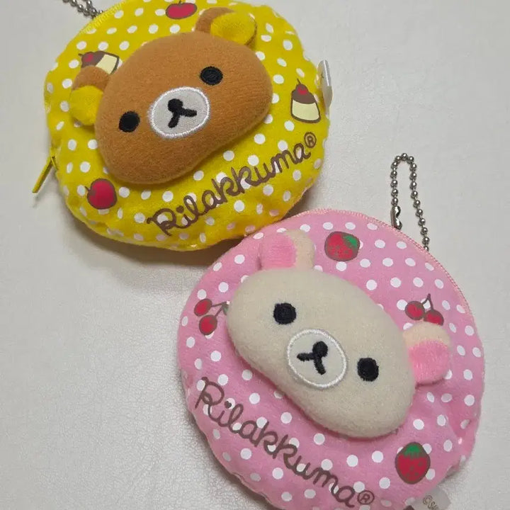 [BUNJANG] Rilakkuma &amp; Korilakkuma Strawberry Coin Pouch &amp; Keyring Set / 세트)고전 리락쿠마 딸기 코리락쿠마 동전지갑 키링
