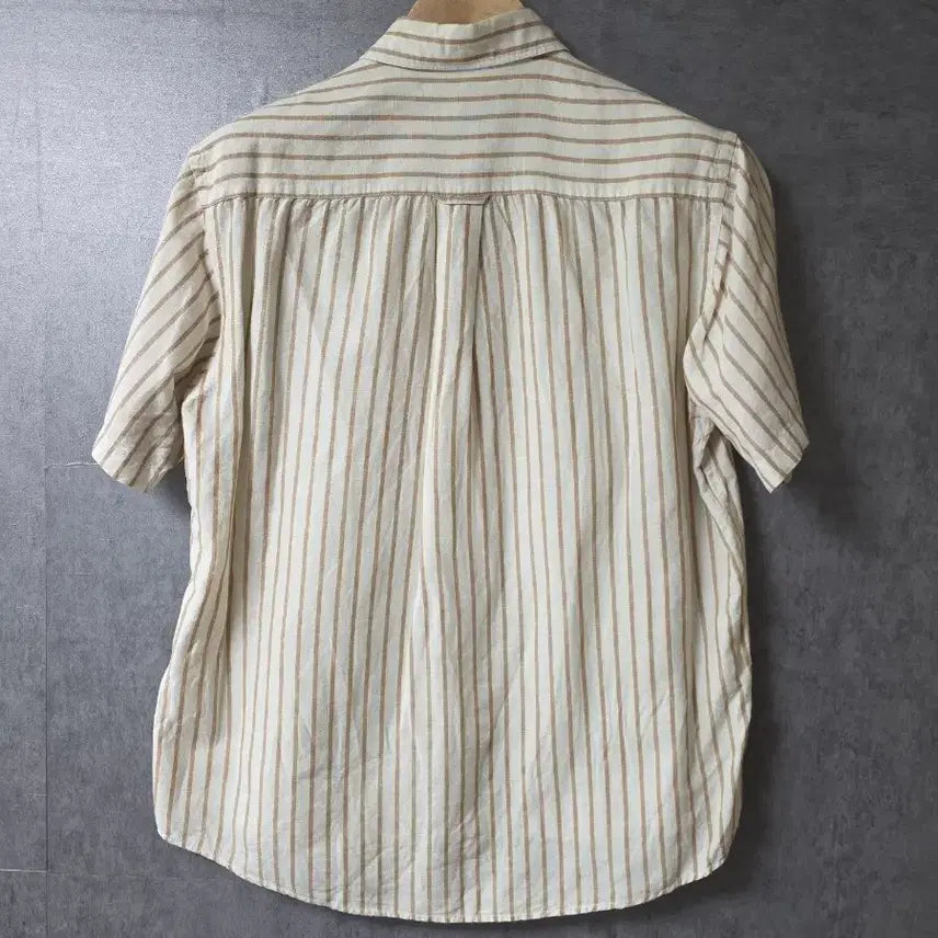 [BUNJANG] Beanpole Striped Cotton Linen Blend Short Sleeve Shirt Size 95 Oversized / 빈폴 스트라이프 반팔 셔츠  사이즈 95 오버핏 시원한 마원단