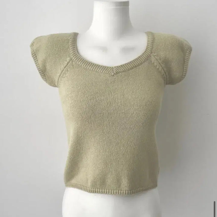 [BUNJANG] Square Neck Cap Sleeve T-Shirt Knit Summer Knit / 새상품 / 스퀘어 캡소매 반팔니트 여름니트