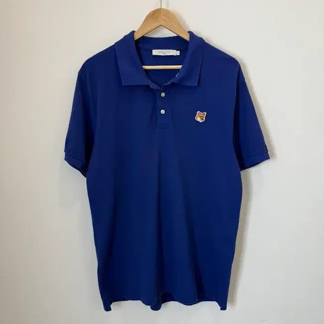 [BUNJANG] Maison Kitsuné Fox Collar Short Sleeve T-Shirt Blue XL / 메종키츠네 폭스 카라 반팔티 블루