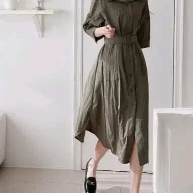 [SOLD OUT] 바스락 벨트 셔츠 롱 원피스(새상품)