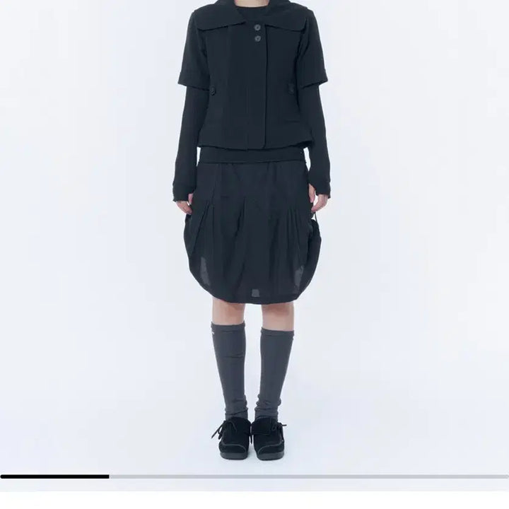 [BUNJANG] Miseki Seoul Rolled Button Short Sleeve Jacket Black / 미세키서울 Rolled button short sleeve jacket