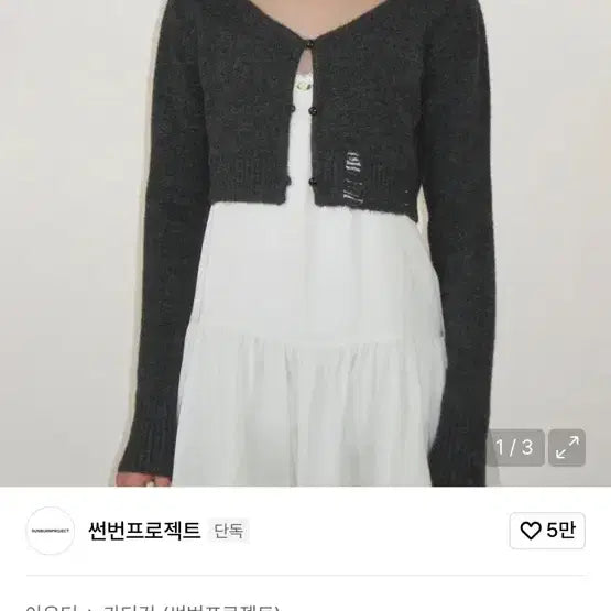 [BUNJANG] Sunburn Project Damage Crop Cardigan / 썬번프로젝트 데미지 크롭 가디건 차콜