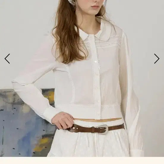 [BUNJANG] Lace Pintuck Shirt Blouse (White) / 새상품) Lace Pintuck Shirt Blouse ( White )