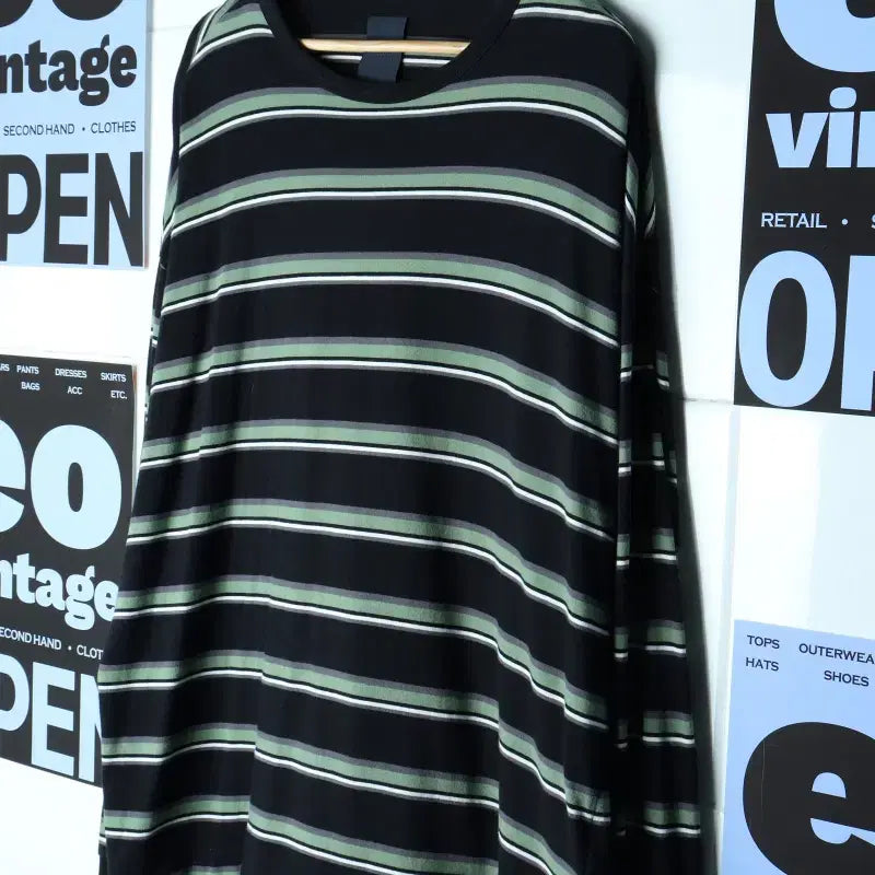 [BUNJANG] (L-3XL) 준지 긴팔티셔츠 박시 단가라 쭉티-18379 / (L-3XL) 준지 긴팔티셔츠 박시 단가라 쭉티-18379