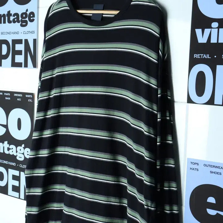 [BUNJANG] (L-3XL) 준지 긴팔티셔츠 박시 단가라 쭉티-18379 / (L-3XL) 준지 긴팔티셔츠 박시 단가라 쭉티-18379