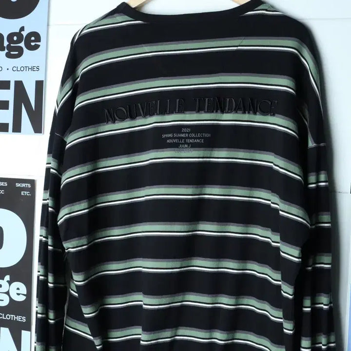 [BUNJANG] (L-3XL) 준지 긴팔티셔츠 박시 단가라 쭉티-18379 / (L-3XL) 준지 긴팔티셔츠 박시 단가라 쭉티-18379