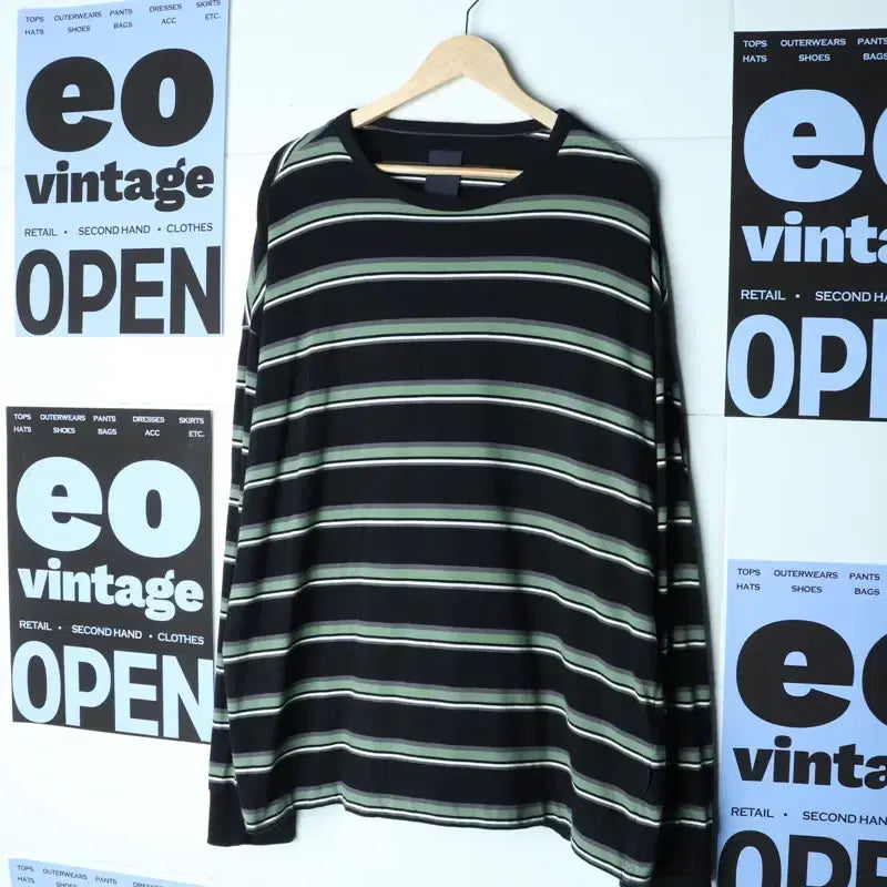 [BUNJANG] (L-3XL) 준지 긴팔티셔츠 박시 단가라 쭉티-18379 / (L-3XL) 준지 긴팔티셔츠 박시 단가라 쭉티-18379
