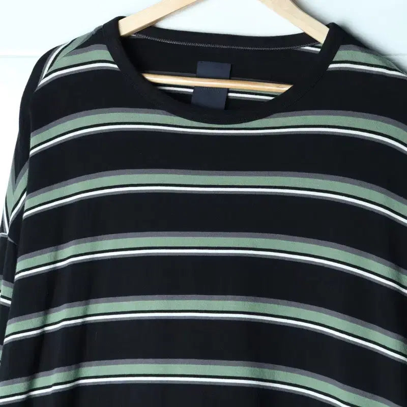 [BUNJANG] (L-3XL) 준지 긴팔티셔츠 박시 단가라 쭉티-18379 / (L-3XL) 준지 긴팔티셔츠 박시 단가라 쭉티-18379