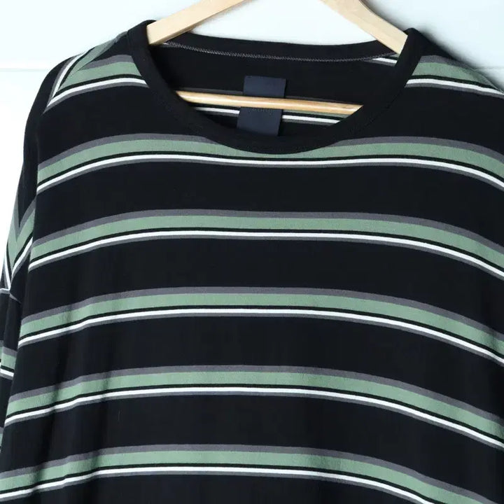 [BUNJANG] (L-3XL) 준지 긴팔티셔츠 박시 단가라 쭉티-18379 / (L-3XL) 준지 긴팔티셔츠 박시 단가라 쭉티-18379