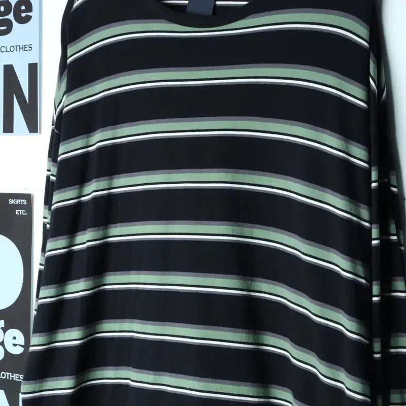 [BUNJANG] (L-3XL) 준지 긴팔티셔츠 박시 단가라 쭉티-18379 / (L-3XL) 준지 긴팔티셔츠 박시 단가라 쭉티-18379
