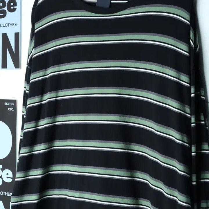 [BUNJANG] (L-3XL) 준지 긴팔티셔츠 박시 단가라 쭉티-18379 / (L-3XL) 준지 긴팔티셔츠 박시 단가라 쭉티-18379