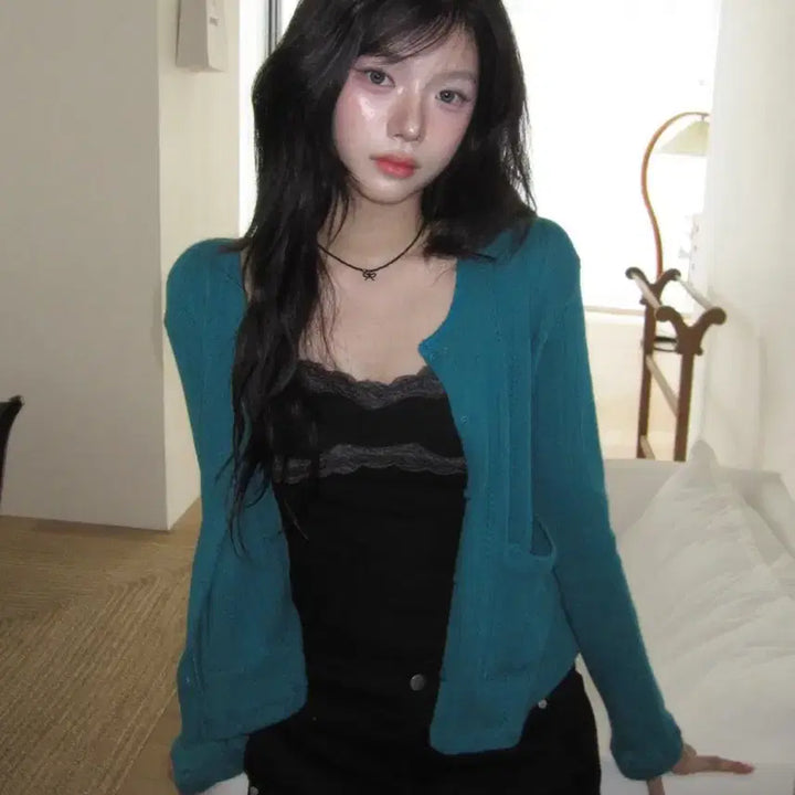[BUNJANG] Tilblue Mint Punching Cardigan / 틸블루 펀칭가디건 민트 가디건 에이블리 지그재그