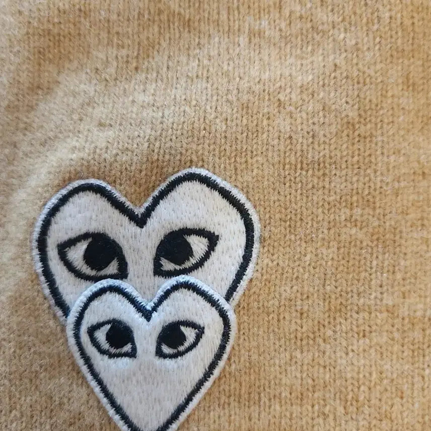 [BUNJANG] Comme des Garcons Play Double Patch Cardigan Beige XS / 꼼데가르송 플레이 가디건 더블 패치 베이지 XS