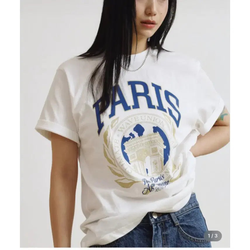 [BUNJANG] Wave Union Paris T-Shirt - White / 웨이브유니온 파리스 티셔츠 - 화이트