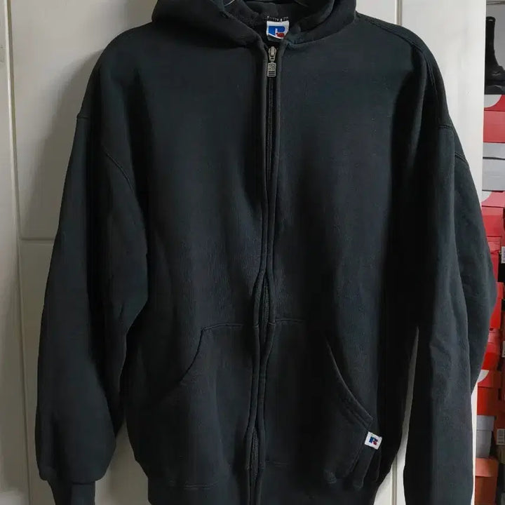 [SOLD OUT] 러셀 usa 90s 블랙 후드집업  L