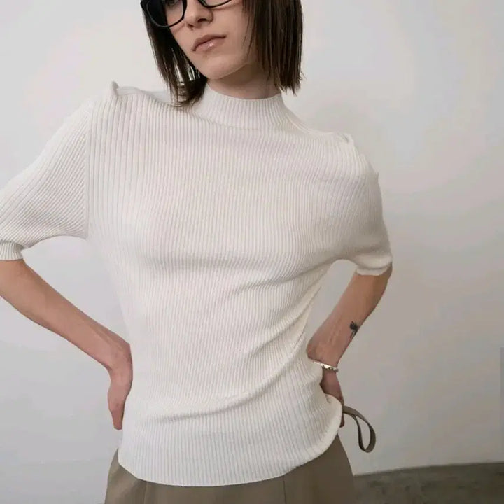 [BUNJANG] Tobeed El Hole Garment Ribbed Knit Top - Ivory, M / 토브드 엘 홀가먼트 골지 니트탑- 아이보리,M