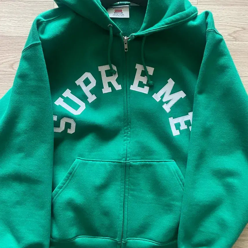 [BUNJANG] Supreme Champion Zip-Up Hooded Sweatshirt Green M / 슈프림 x 챔피온 집업 후드 스웨트셔츠 그린 M