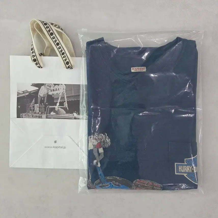 [BUNJANG] KAPITAL Harley Davidson Indigo Pocket T-Shirt / [4] 캐피탈 할리데이비슨 천축 반팔 티셔츠