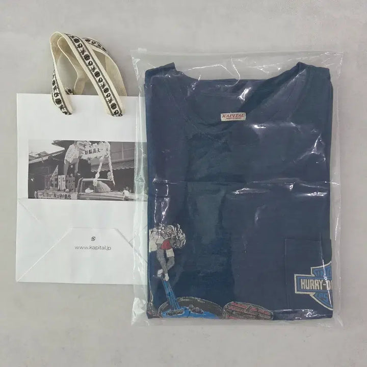 [BUNJANG] KAPITAL Harley Davidson Indigo Pocket T-Shirt / [4] 캐피탈 할리데이비슨 천축 반팔 티셔츠