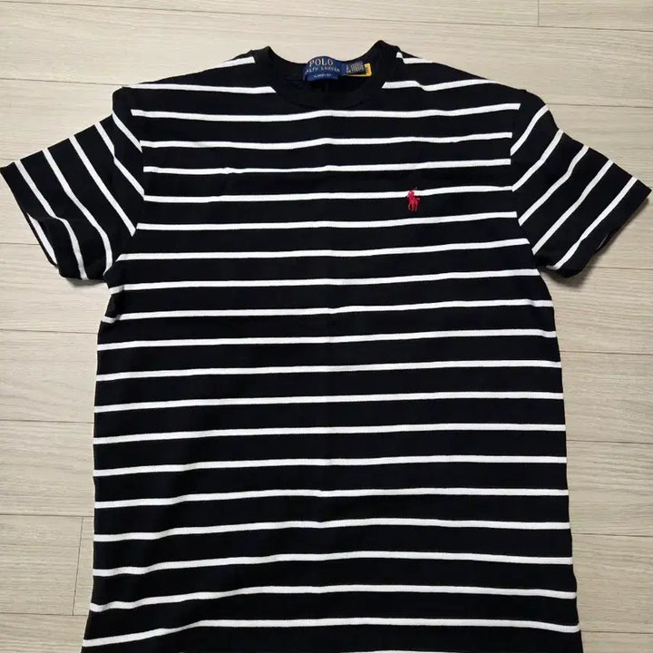[BUNJANG] Polo Heavyweight Striped T-shirt Black S / 폴로 헤비웨이트 스트라이프 반팔티 블랙 S