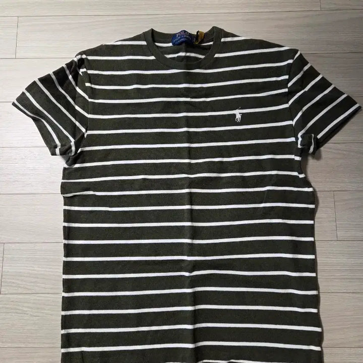 [BUNJANG] Polo Heavyweight Striped T-shirt Khaki S / 폴로 헤비웨이트 스트라이프 반팔티 카키 S
