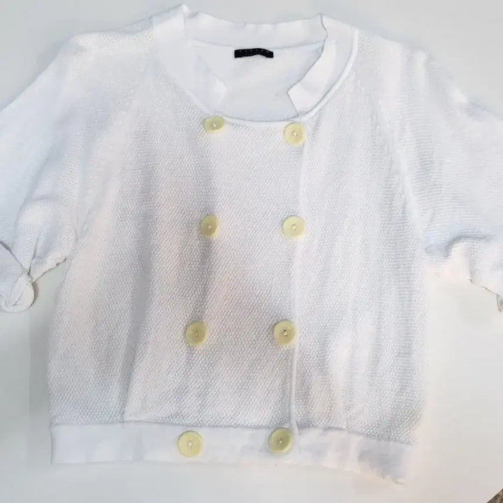 [BUNJANG] Sisley White Short Sleeve Cardigan / 시슬리 화이트 반팔 가디건