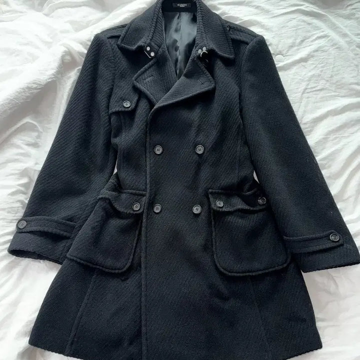[BUNJANG] ICINOO Black Double Button Coat / 블랙 더블 버튼 코트 남녀공용 브랜드 앤틱 고딕 y2k 고스 다크 구제