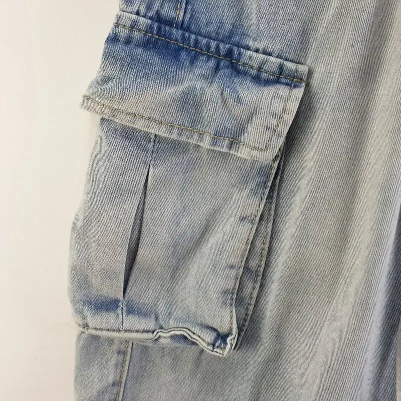 [BUNJANG] Unbranded Wide Cargo Jeans Light Blue / 여자S 와이드 카고 청바지 라이트 블루 M6886