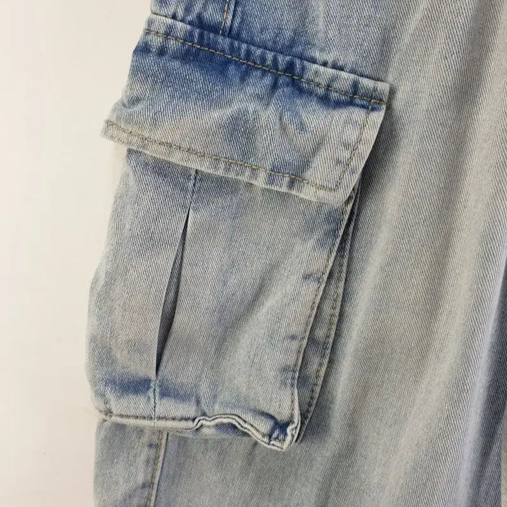 [BUNJANG] Unbranded Wide Cargo Jeans Light Blue / 여자S 와이드 카고 청바지 라이트 블루 M6886