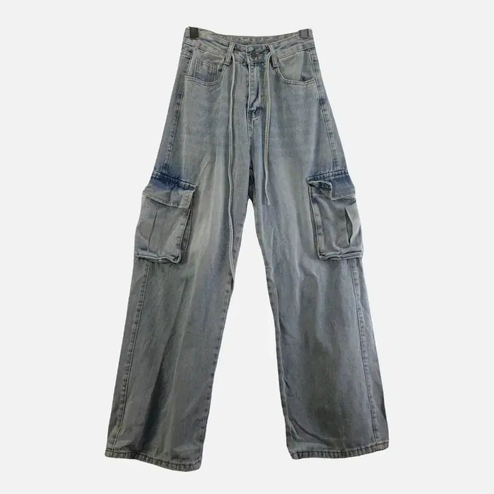 [BUNJANG] Unbranded Wide Cargo Jeans Light Blue / 여자S 와이드 카고 청바지 라이트 블루 M6886