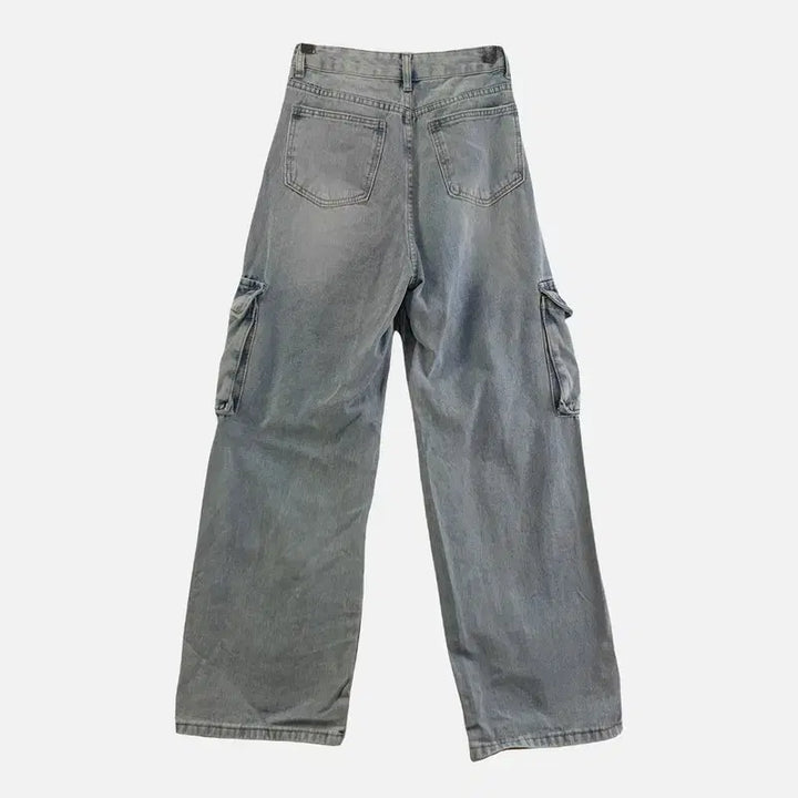 [BUNJANG] Unbranded Wide Cargo Jeans Light Blue / 여자S 와이드 카고 청바지 라이트 블루 M6886