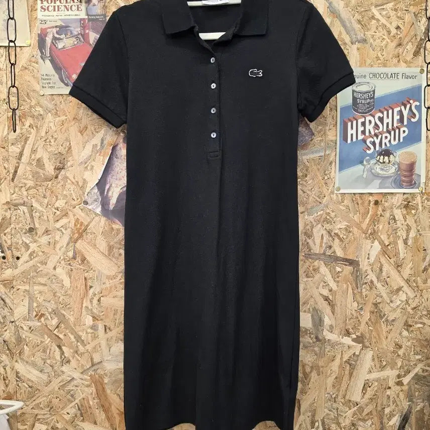 [BUNJANG] Lacoste Black Pique Short-Sleeve Midi Dress (Size 36) / 라코스테 피케 블랙 반팔 원피스 36