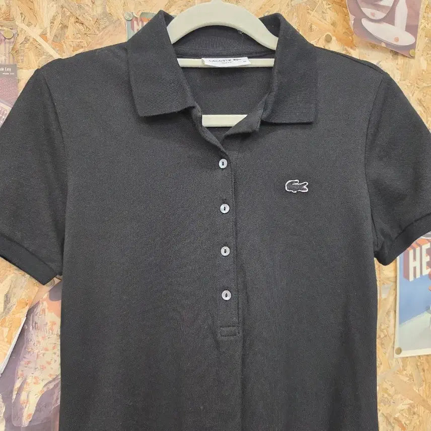 [BUNJANG] Lacoste Black Pique Short-Sleeve Midi Dress (Size 36) / 라코스테 피케 블랙 반팔 원피스 36