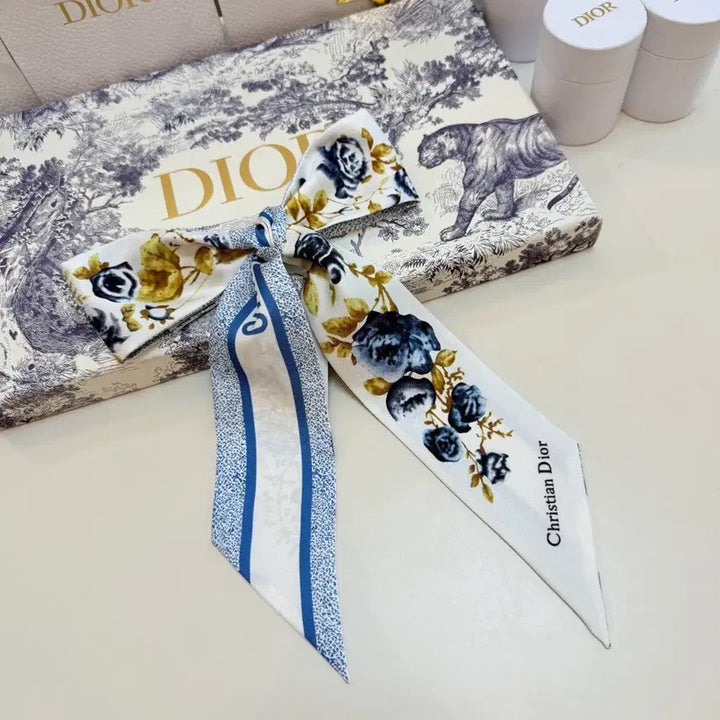 [BUNJANG] Dior Flower Twilly Scarf / 디올 플라워 트윌리 스카프