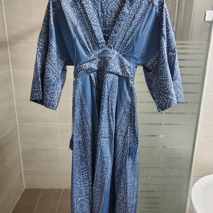 [BUNJANG] Yoshiana Blue Sea Long Kimono Dress / (새상품) 기모노 스타일 푸른바다 롱원피스