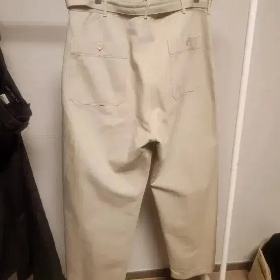 [BUNJANG] Auralee Beige Belted Wide Pants / 오라리 바지 오라리 팬츠 베이지 벨트 와이드 팬츠