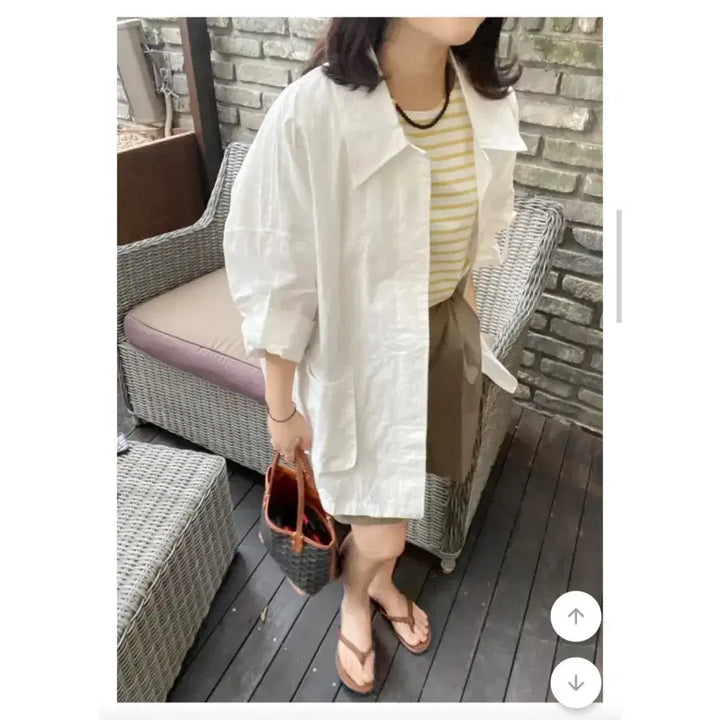 [BUNJANG] Candy Glow Roll-Up Shirt Jacket - Ivory, Free Size / 캔디글로우 롤업 셔츠 자켓 - 아이보리,프리