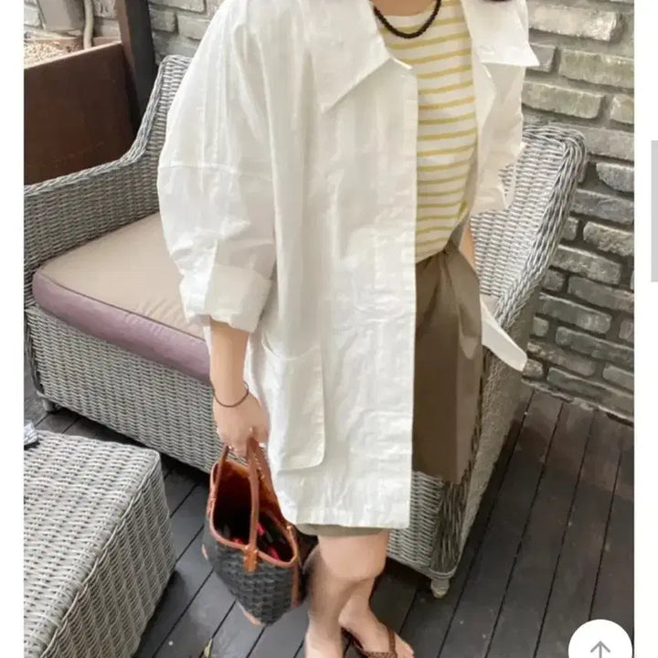 [BUNJANG] Candy Glow Roll-Up Shirt Jacket - Ivory, Free Size / 캔디글로우 롤업 셔츠 자켓 - 아이보리,프리