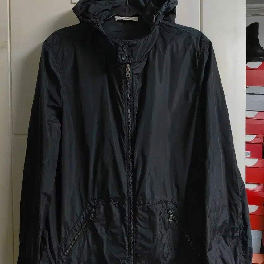 [BUNJANG] Prada Two-Way Nylon Black Hooded Jacket XL / 프라다 투웨이 나일론 블랙 후드 자켓 xl