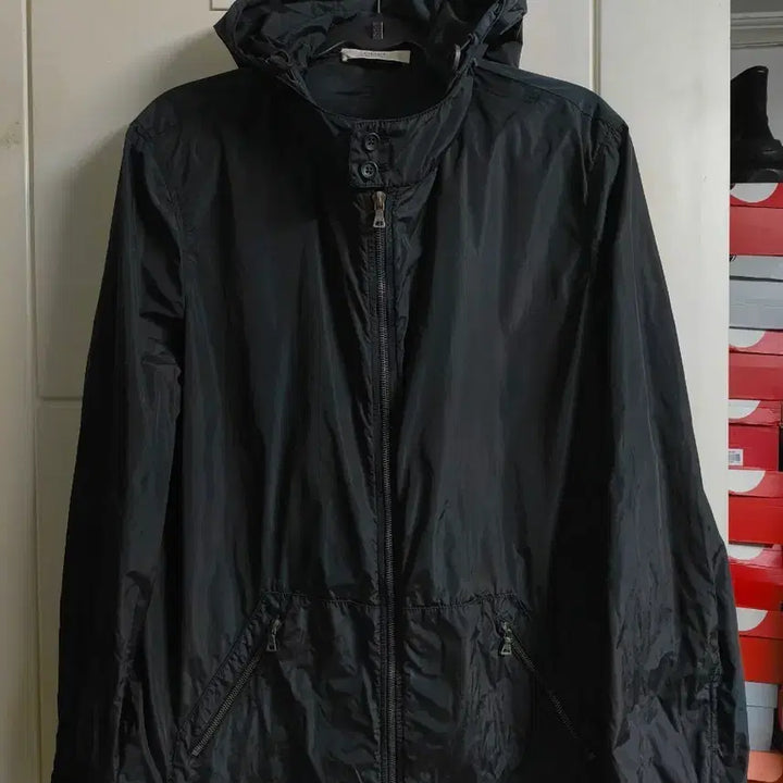 [BUNJANG] Prada Two-Way Nylon Black Hooded Jacket XL / 프라다 투웨이 나일론 블랙 후드 자켓 xl