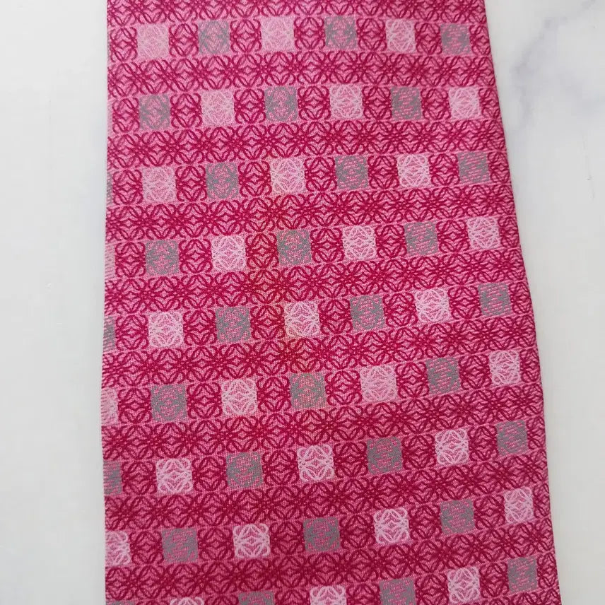[BUNJANG] Loewe Silk Tie - Pink Pattern 9.8cm / 로에베 실크 핑크 패턴 넥타이 9.8cm A+~A등급 K2508