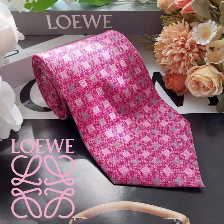 [BUNJANG] Loewe Silk Tie - Pink Pattern 9.8cm / 로에베 실크 핑크 패턴 넥타이 9.8cm A+~A등급 K2508