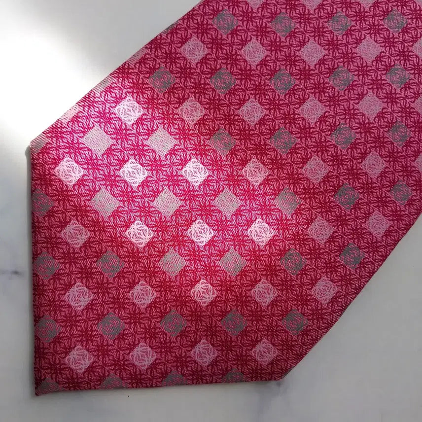[BUNJANG] Loewe Silk Tie - Pink Pattern 9.8cm / 로에베 실크 핑크 패턴 넥타이 9.8cm A+~A등급 K2508