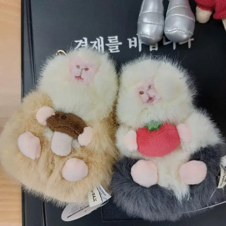 [BUNJANG] Morumo Tto Sang Mushroom/Apple Design Plush Keychain / 모루못토상 인형 키링 버섯/사과 디자인