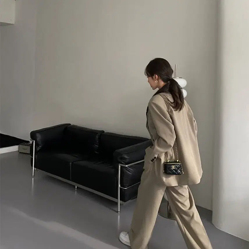 [BUNJANG] Deep Beige Oversized Jacket and Wide Pants Set / 딥베이지 자켓/팬츠 셋업 <1회착용 거의새옷>