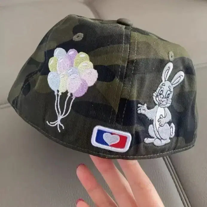 [BUNJANG] Rabbit Balloon Camo Pattern Ball Cap / 귀여운 토끼 풍선 볼캡