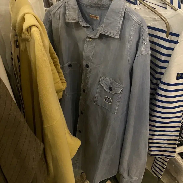 [BUNJANG] Kapital Chambray Damaged Work Shirt / Kapital 캐피탈 샴브레이 데미지드 워크 셔츠