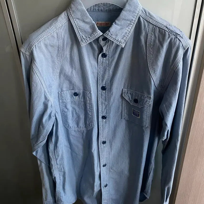 [BUNJANG] Kapital Chambray Damaged Work Shirt / Kapital 캐피탈 샴브레이 데미지드 워크 셔츠
