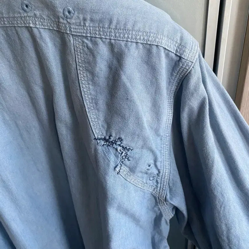 [BUNJANG] Kapital Chambray Damaged Work Shirt / Kapital 캐피탈 샴브레이 데미지드 워크 셔츠